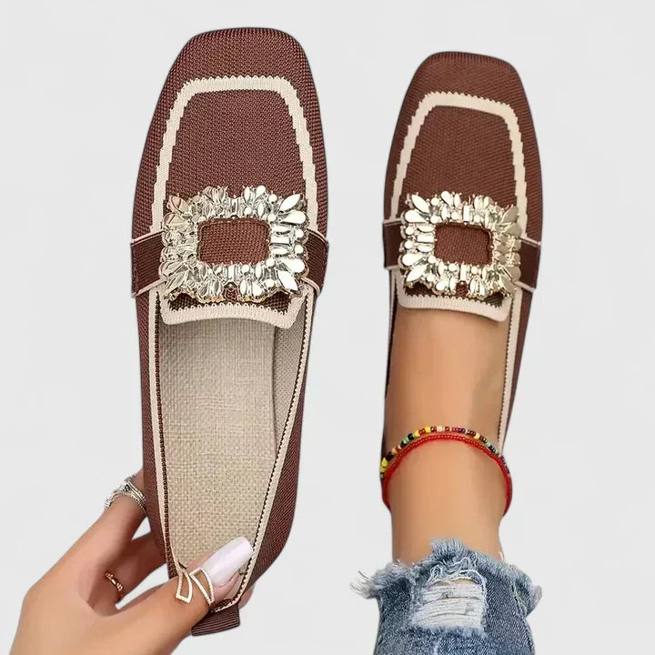 Caterina | Gebreide loafers met metalen ornament voor dames