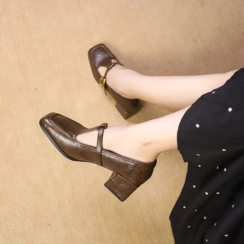 Ida – T-bandschoenen met blokhak