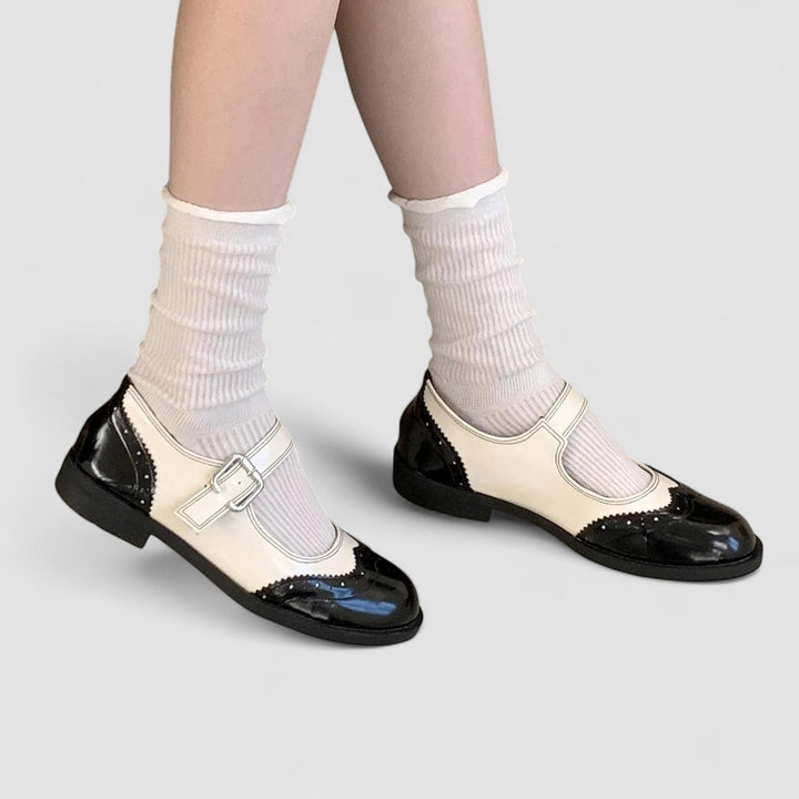 Leonie – Platte tweekleurige Mary Jane-schoenen