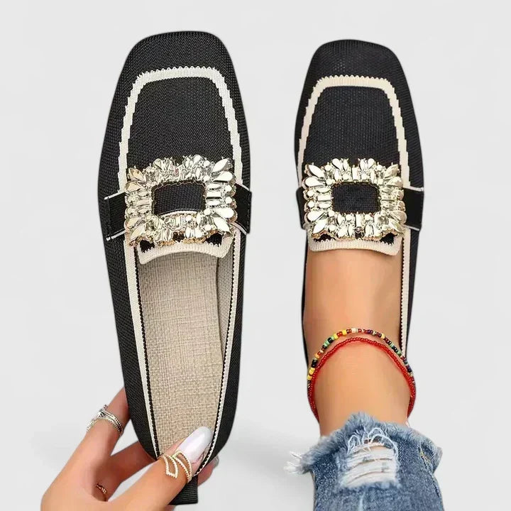 Caterina | Gebreide loafers met metalen ornament voor dames
