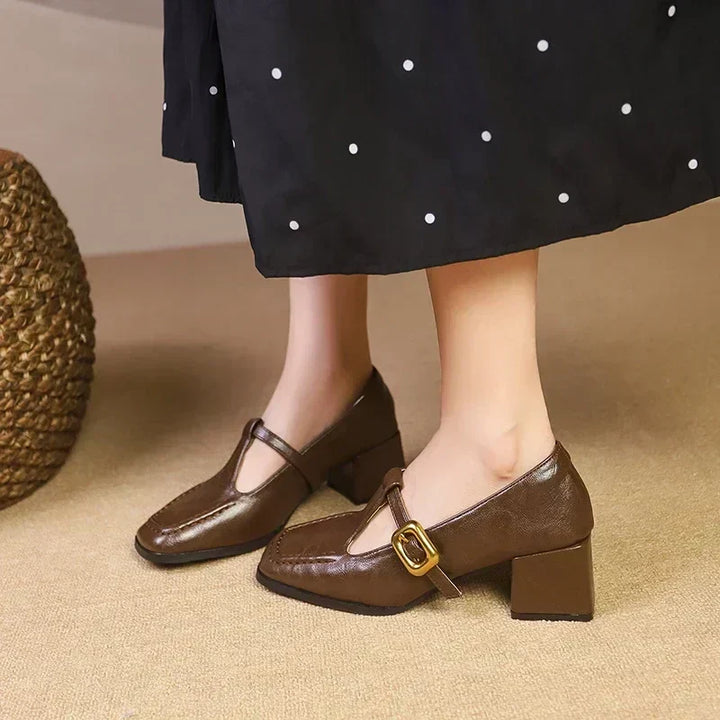 Ida – T-bandschoenen met blokhak