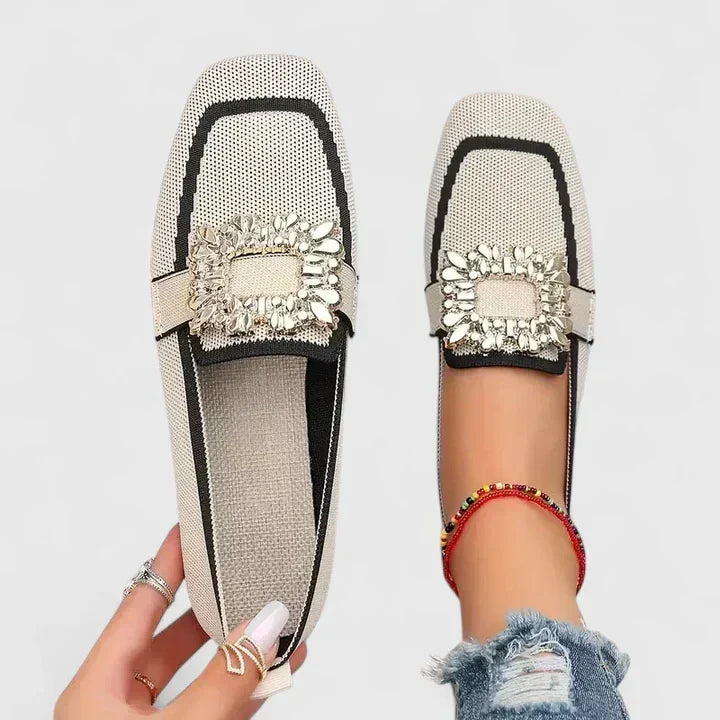Caterina | Gebreide loafers met metalen ornament voor dames