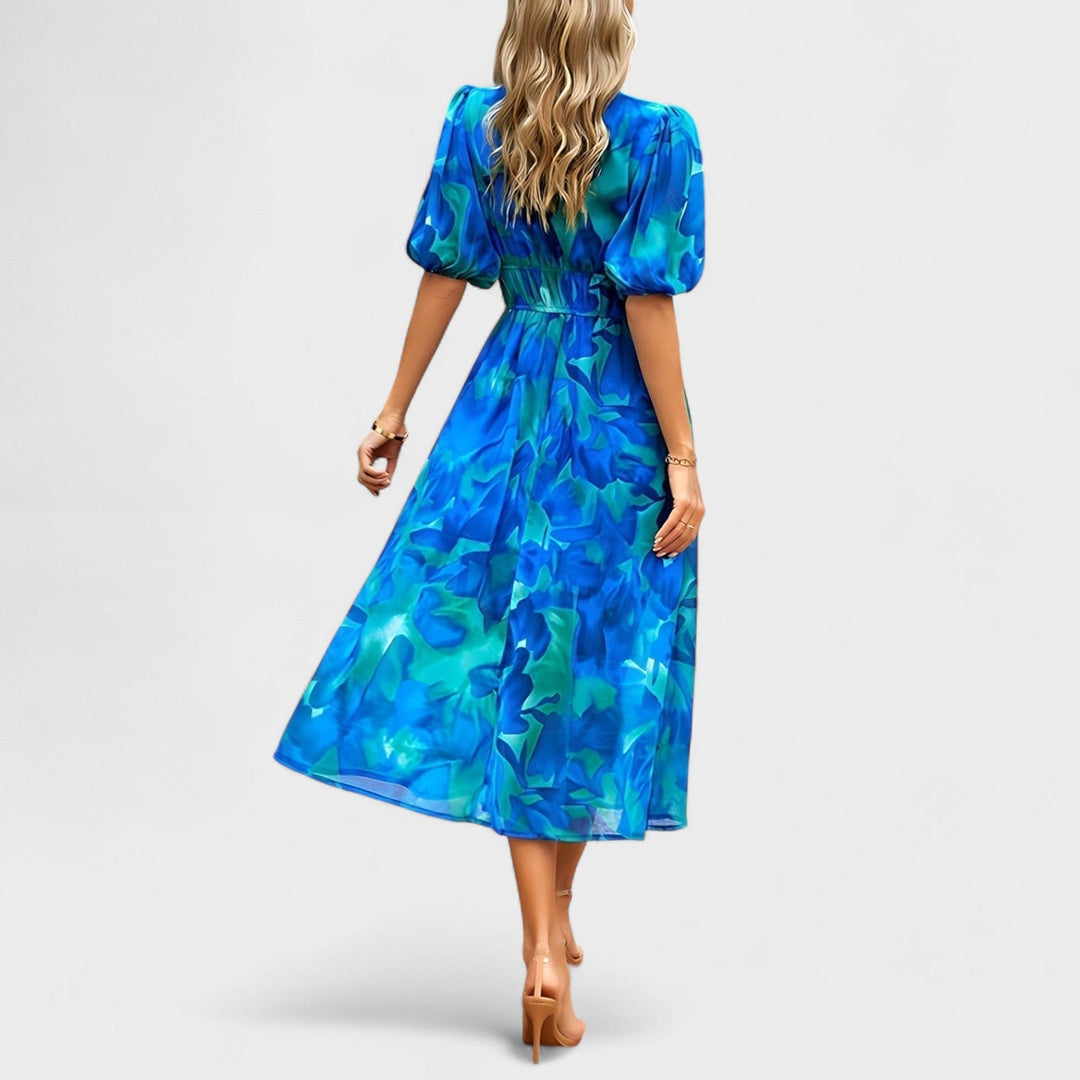 Clara - Elegante Bloemen Midi-Jurk