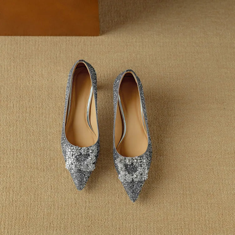 Theresa – Glitterpumps met siergesp