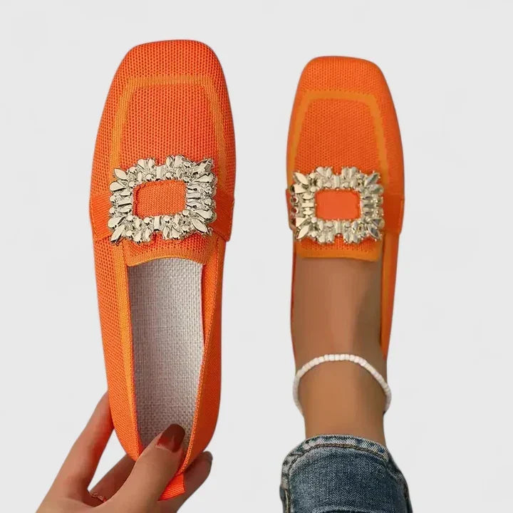 Caterina | Gebreide loafers met metalen ornament voor dames