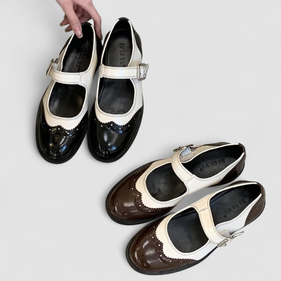 Leonie – Platte tweekleurige Mary Jane-schoenen