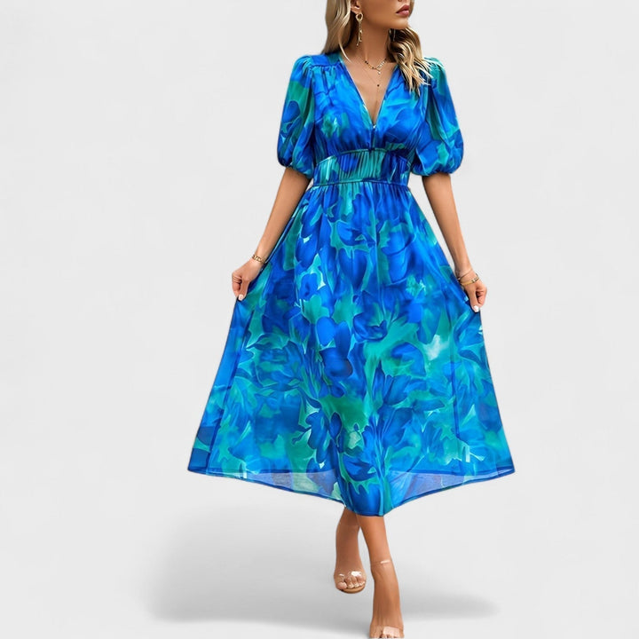 Clara - Elegante Bloemen Midi-Jurk
