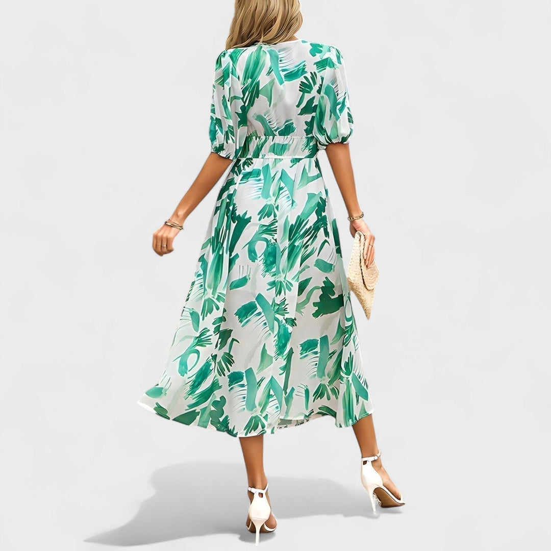 Clara - Elegante Bloemen Midi-Jurk