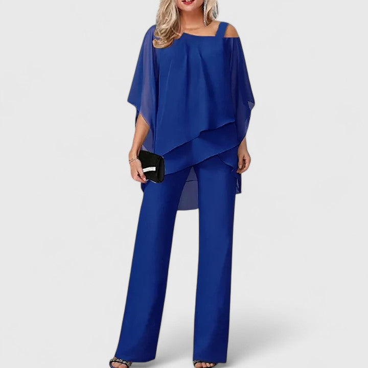 Suri | Set met wijde broek en gedrapeerde top voor dames