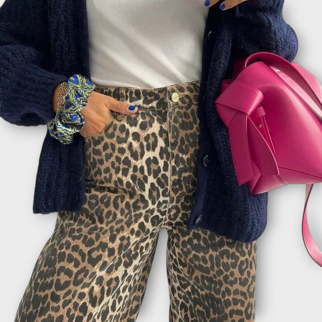 Chandra - Vintage Jeans met Luipaardprint