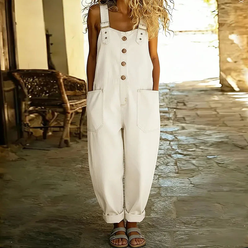 Ana - Vintage Jumpsuit van Zacht Katoen met Denim Uiterlijk