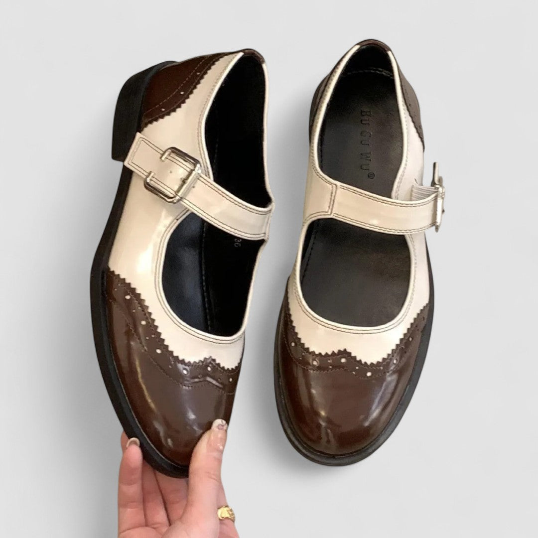 Leonie – Platte tweekleurige Mary Jane-schoenen