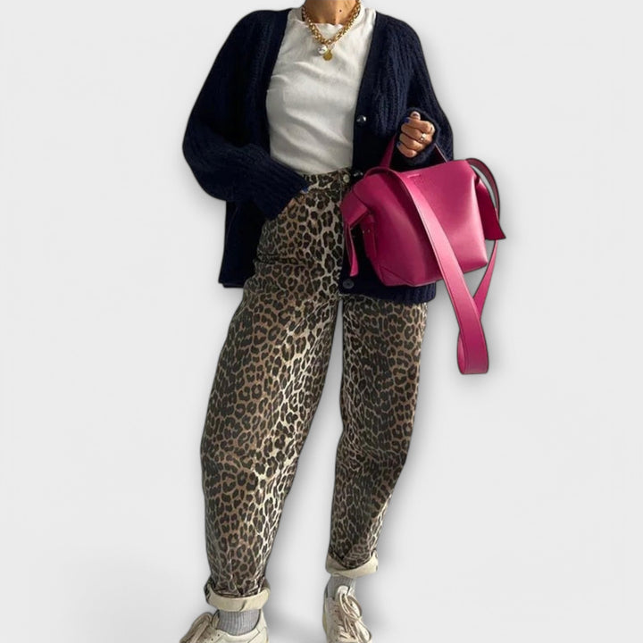 Chandra - Vintage Jeans met Luipaardprint