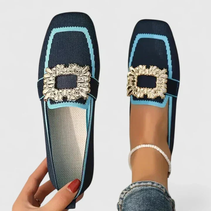 Caterina | Gebreide loafers met metalen ornament voor dames