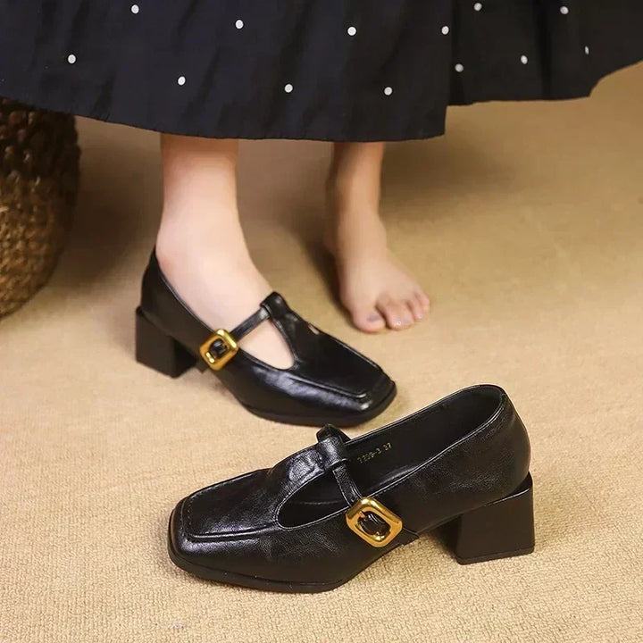 Ida – T-bandschoenen met blokhak