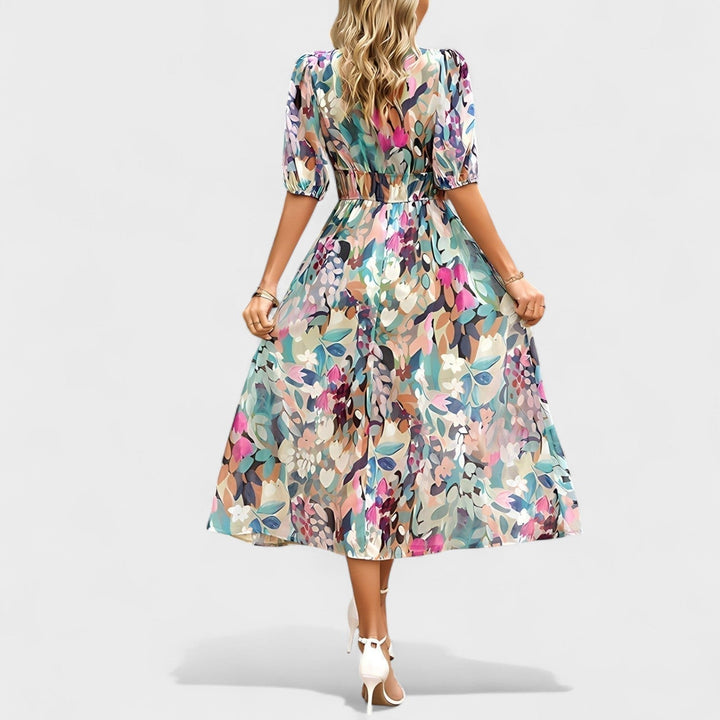 Clara - Elegante Bloemen Midi-Jurk