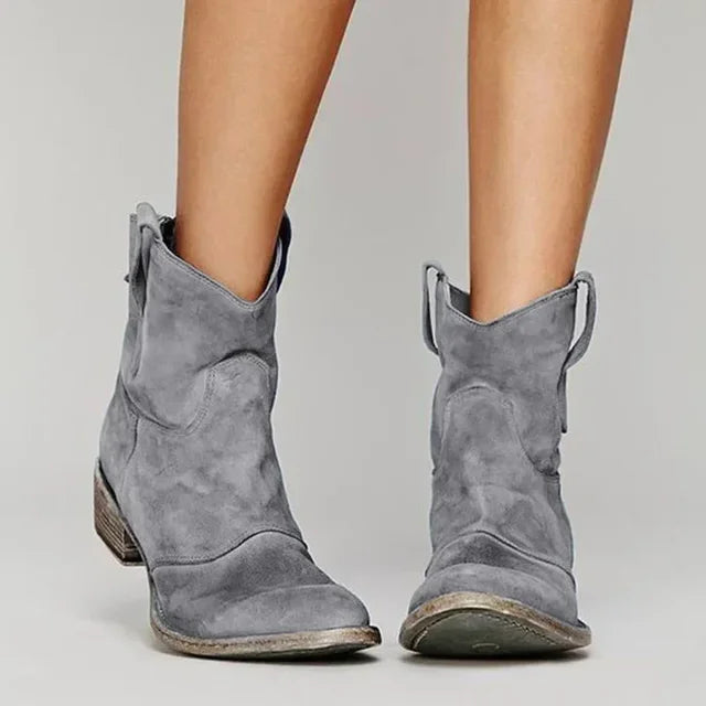 Hanne | Suède cowboybottines met blokhak voor dames
