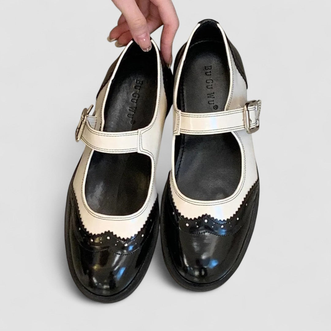 Leonie – Platte tweekleurige Mary Jane-schoenen