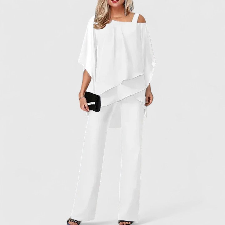 Suri | Set met wijde broek en gedrapeerde top voor dames