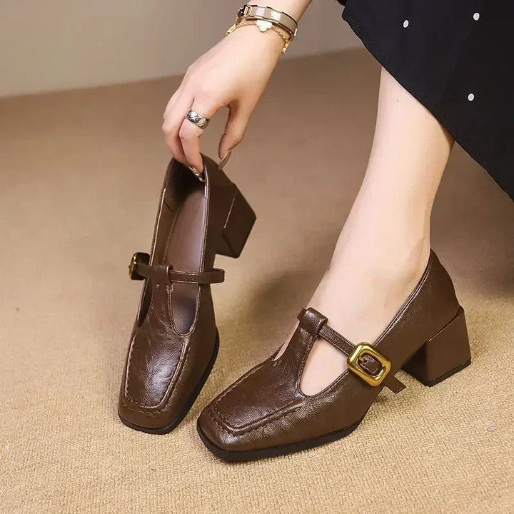 Ida – T-bandschoenen met blokhak