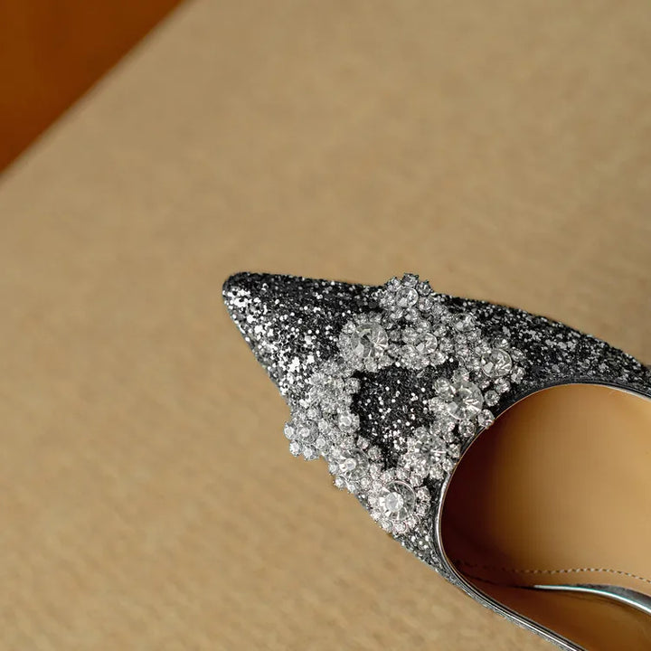 Theresa – Glitterpumps met siergesp