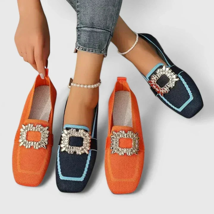 Caterina | Gebreide loafers met metalen ornament voor dames