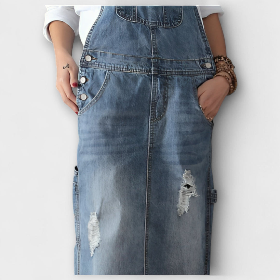 Alexa - Maxikleed in Denim-stijl