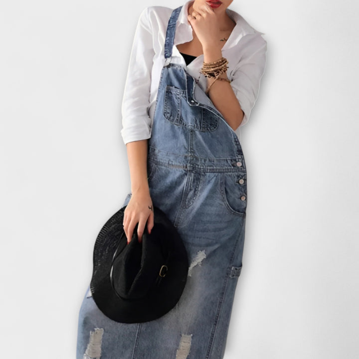 Alexa - Maxikleed in Denim-stijl