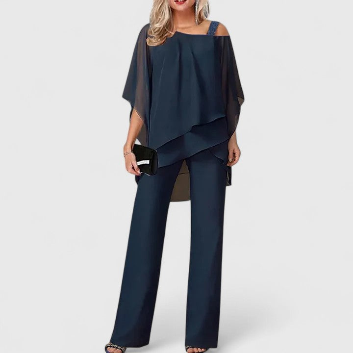 Suri | Set met wijde broek en gedrapeerde top voor dames