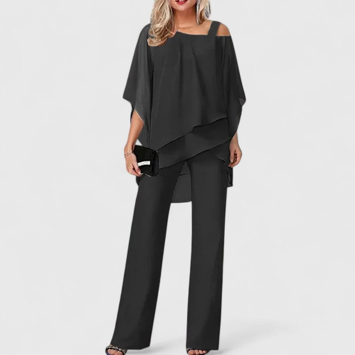 Suri | Set met wijde broek en gedrapeerde top voor dames