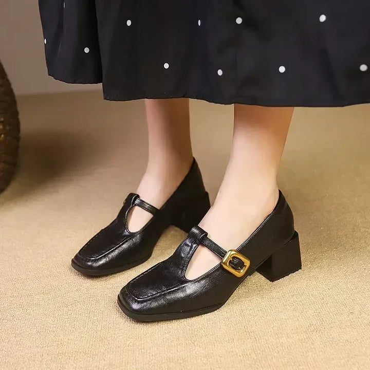Ida – T-bandschoenen met blokhak