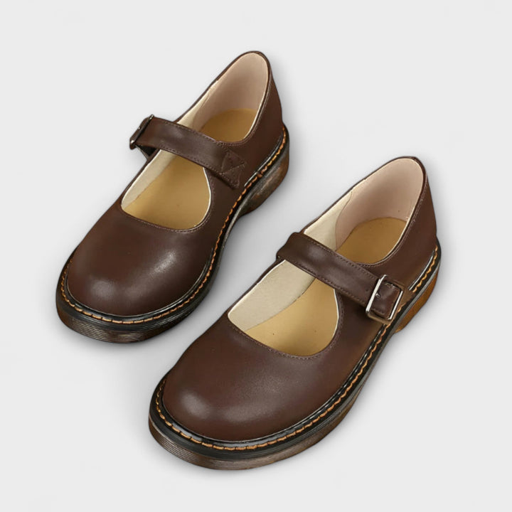 Dames Vintage Mary Jane Schoenen – Klassieke Leren Schoenen met Bandje & Comfortzool