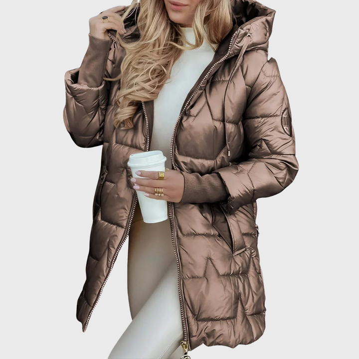 Maria – Lange en warme jas met capuchon