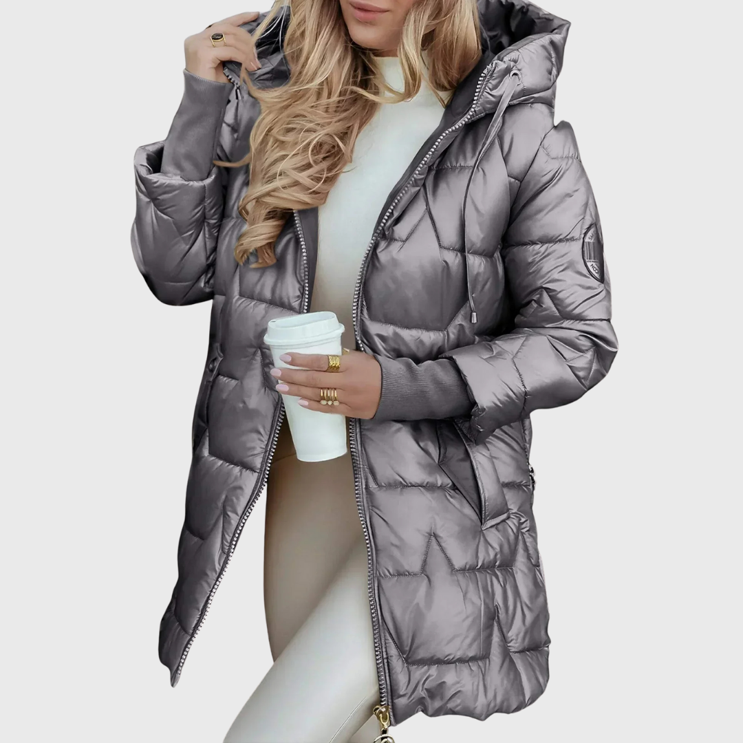 Maria – Lange en warme jas met capuchon