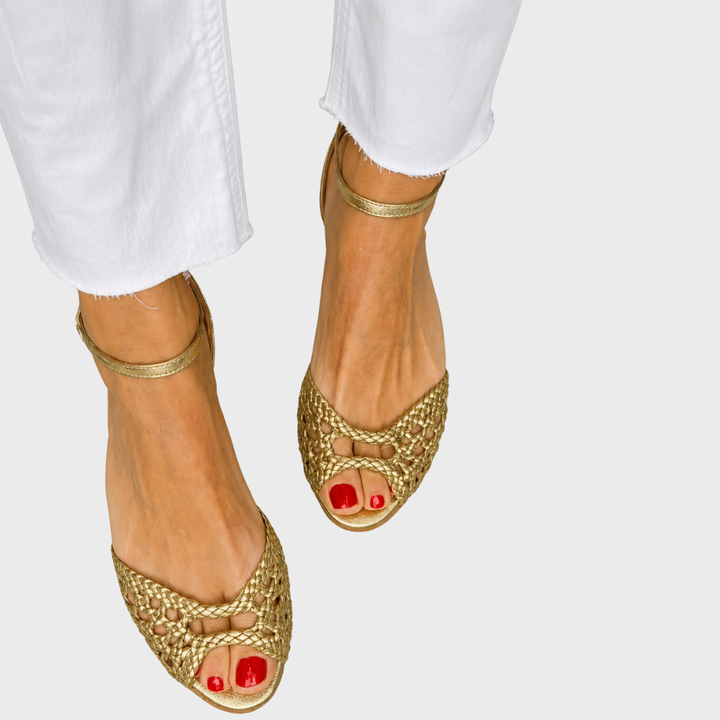 Isadora geweven sandalen – goud