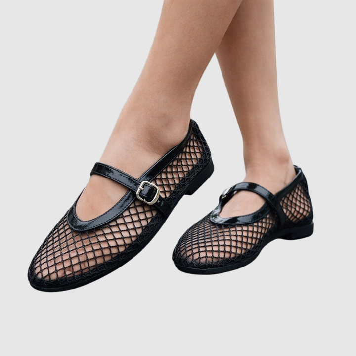 Dames Mesh Ballerina's met Verstelbaar Bandje