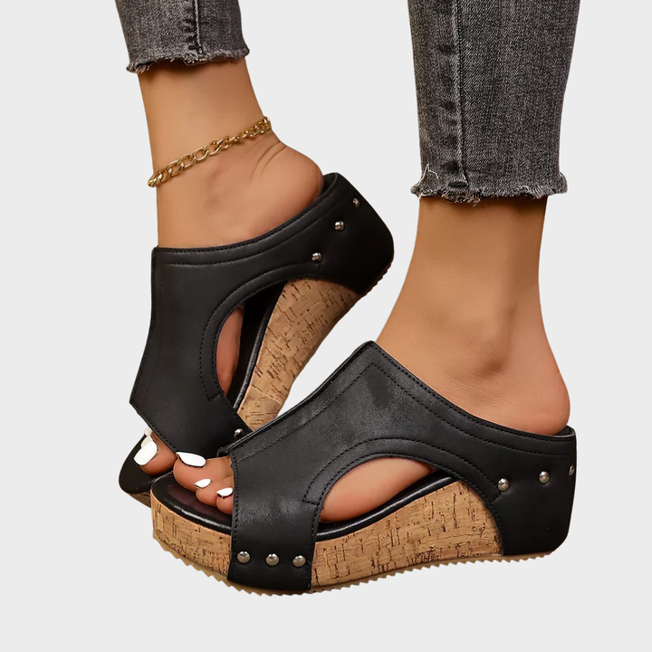 Roswitha zomerse wedge-sandalen – zwart