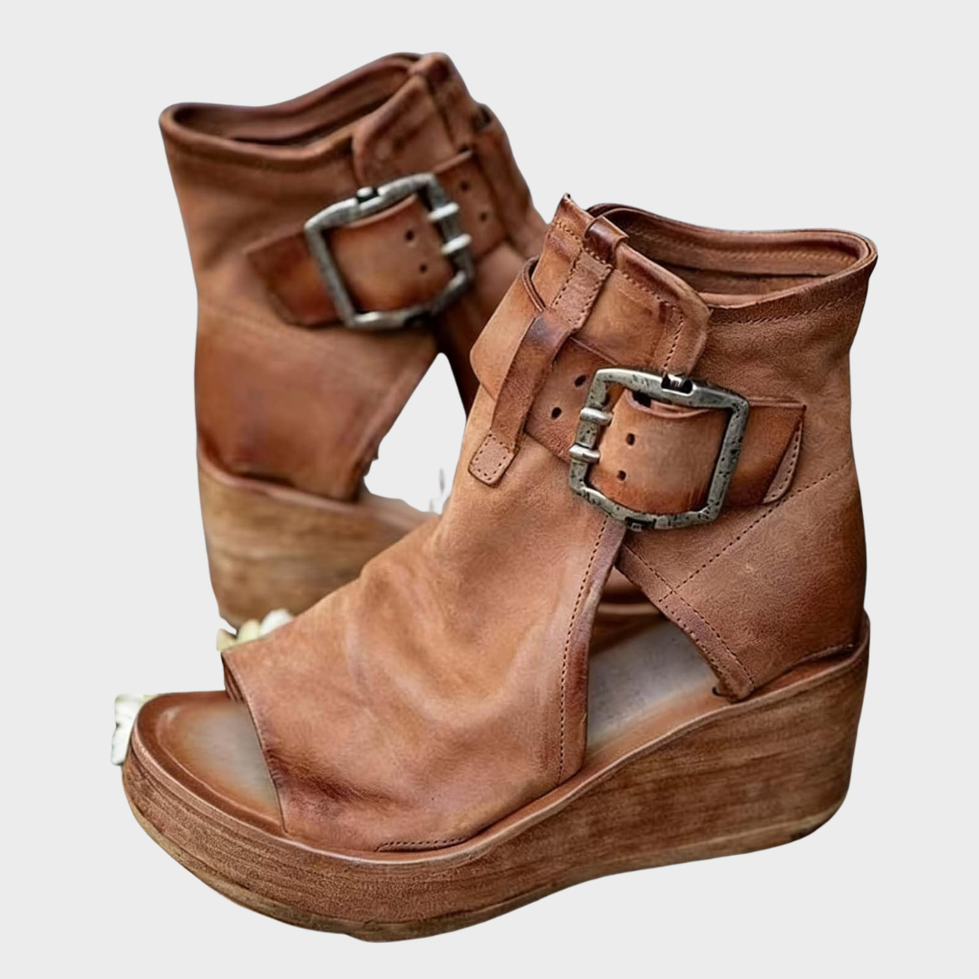 Vreni wedge sandalen in vintage look – bruin