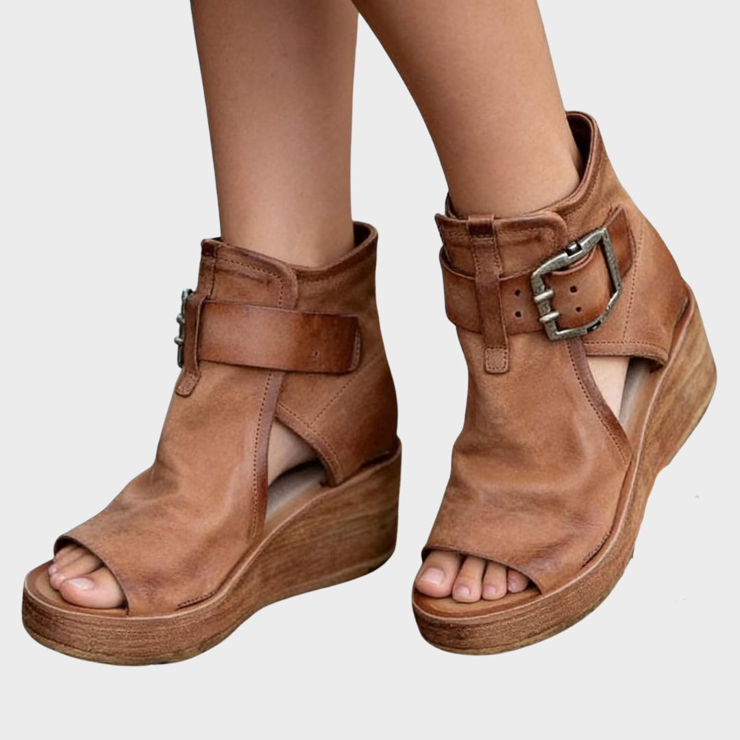 Vreni wedge sandalen in vintage look – bruin