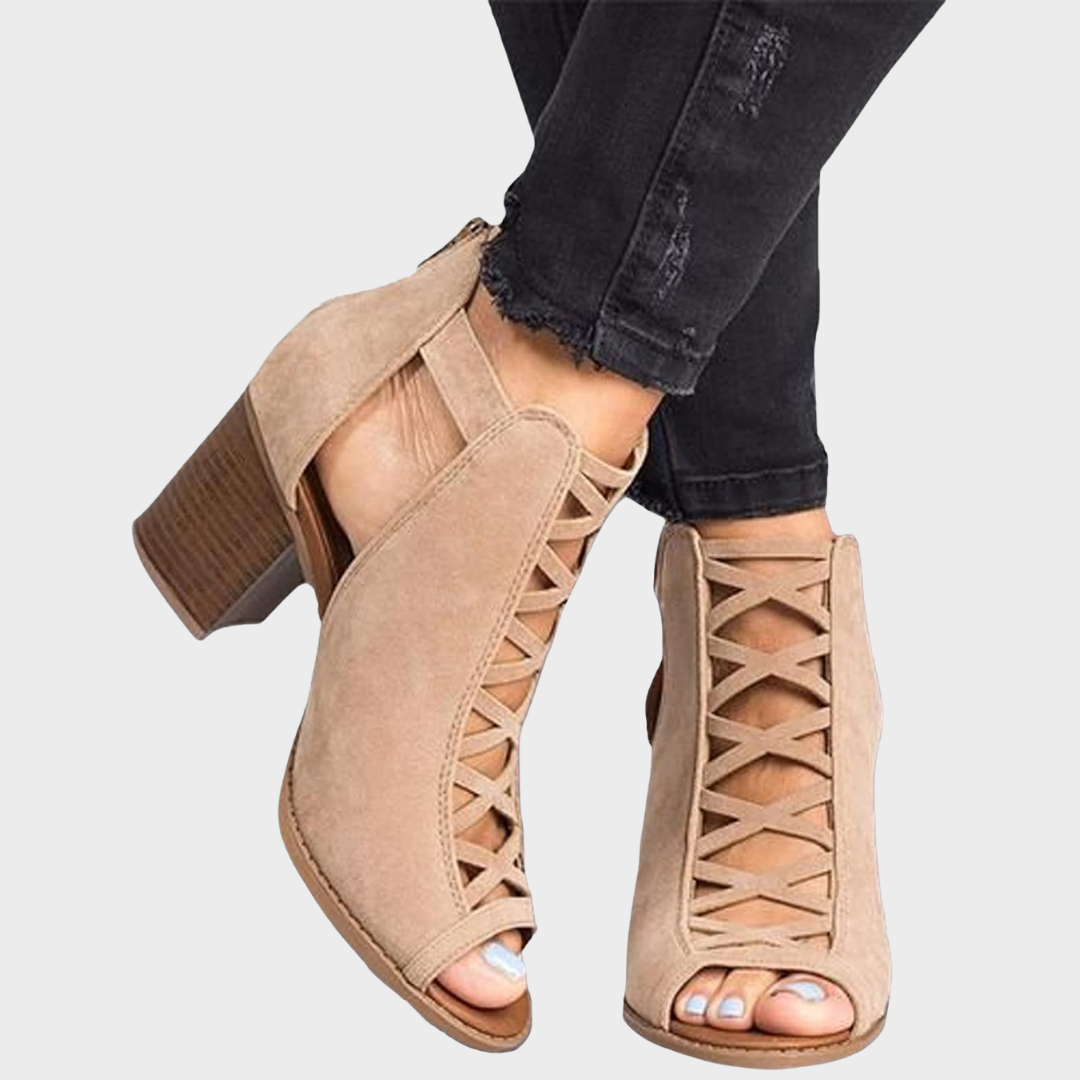 Beatrice peeptoe-sandalen met veters – afbeelding 1