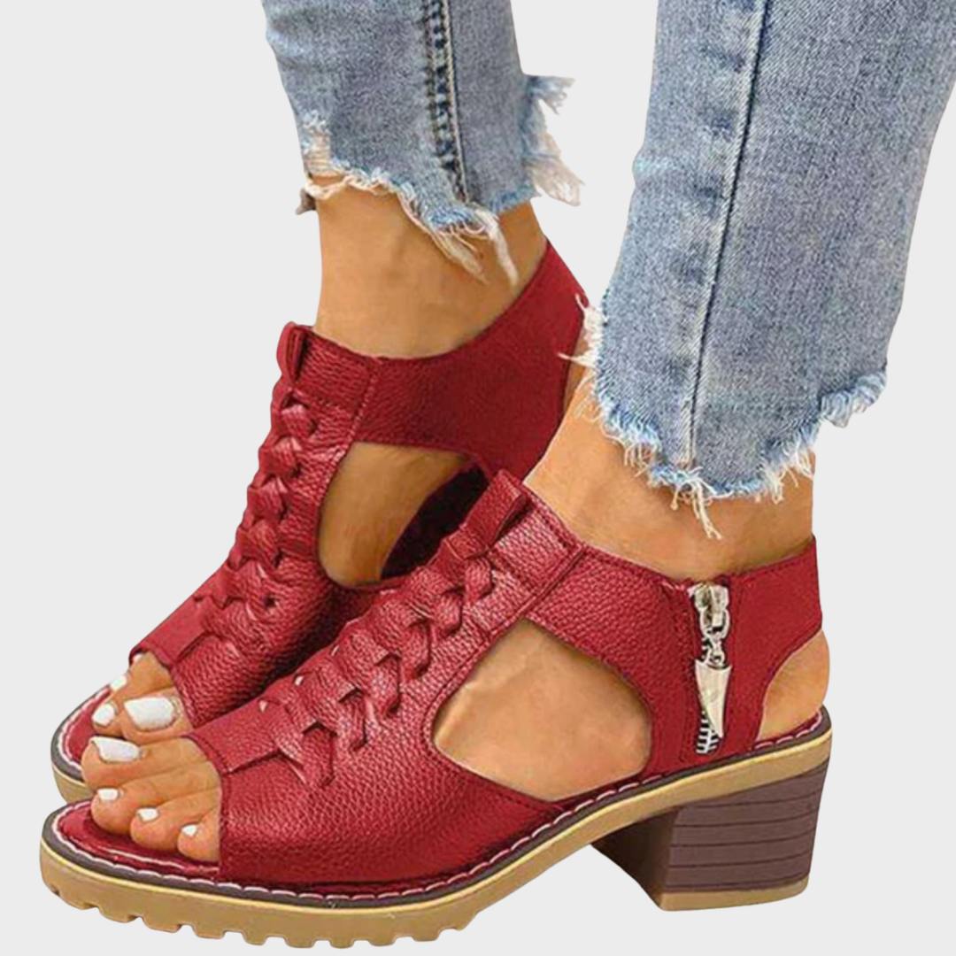 Cornelia peeptoe-sandalen met blokhak – afbeelding 3