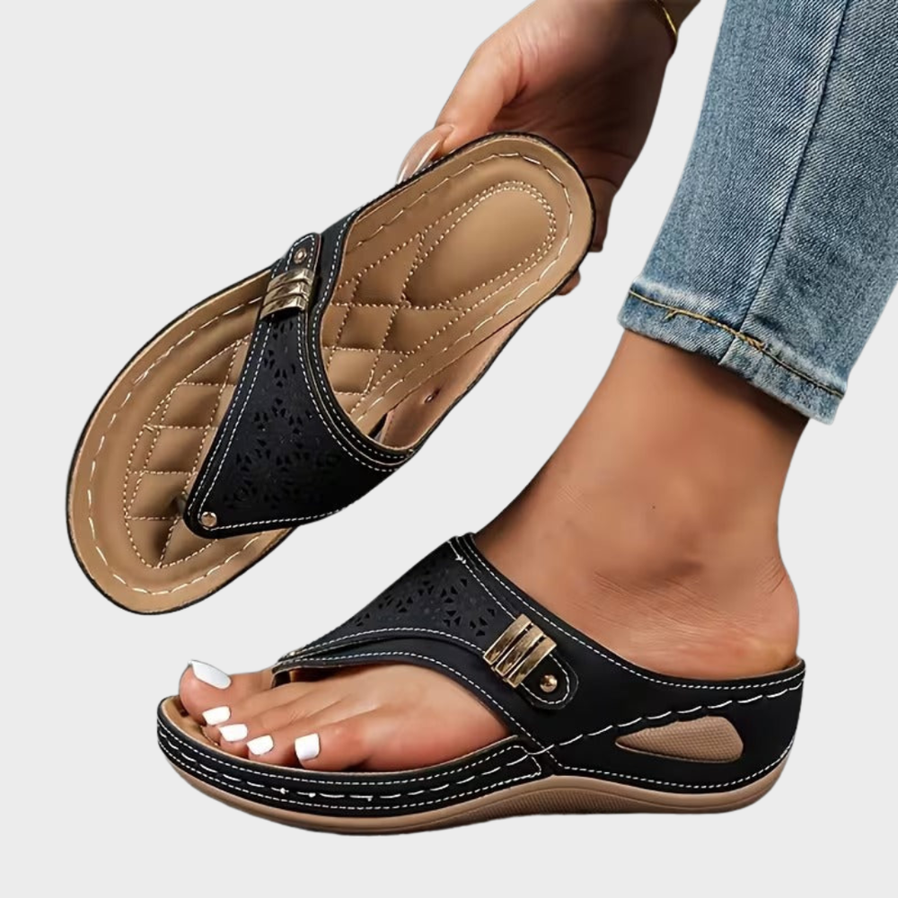 Ursula teensandalen met sleehak – blauw