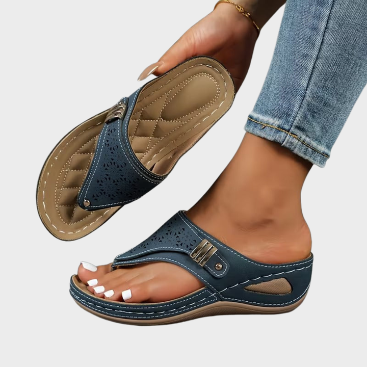 Ursula teensandalen met sleehak – blauw