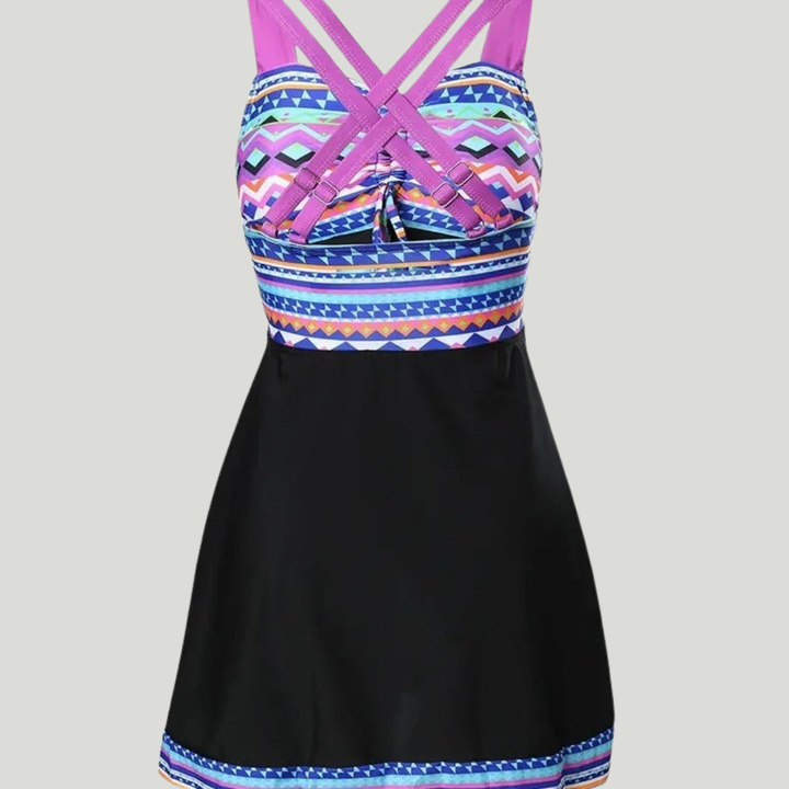 Eugenie - Tankini met rokje en geometrische print