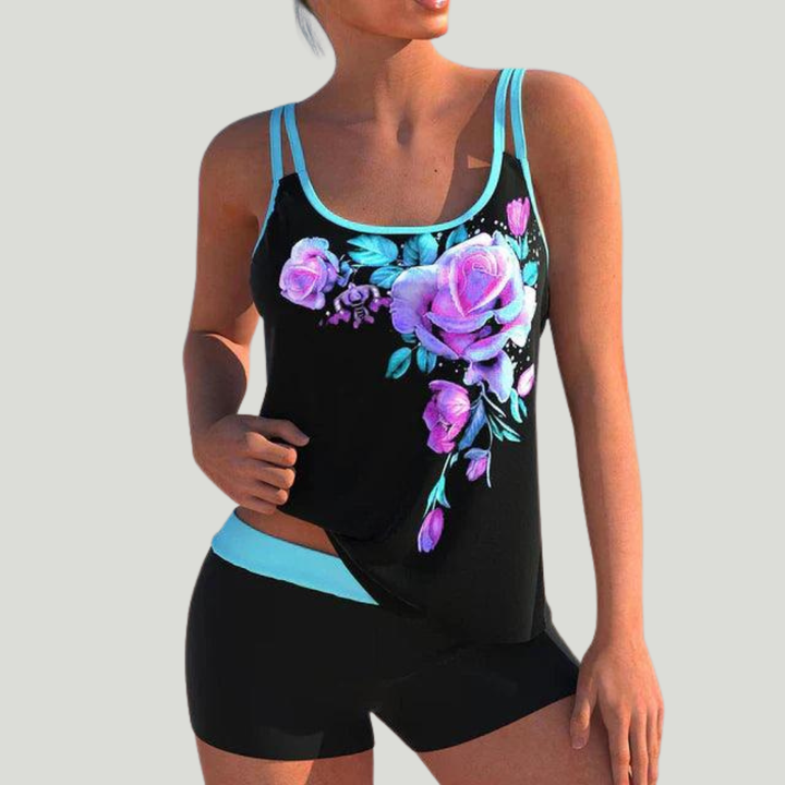 Roosmarijn - Tankini met short en rozenprint