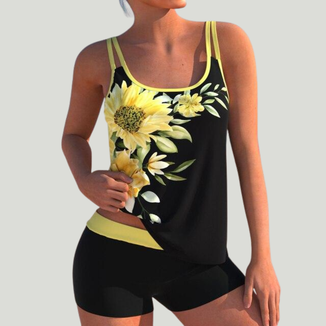 Roosmarijn - Tankini met short en rozenprint
