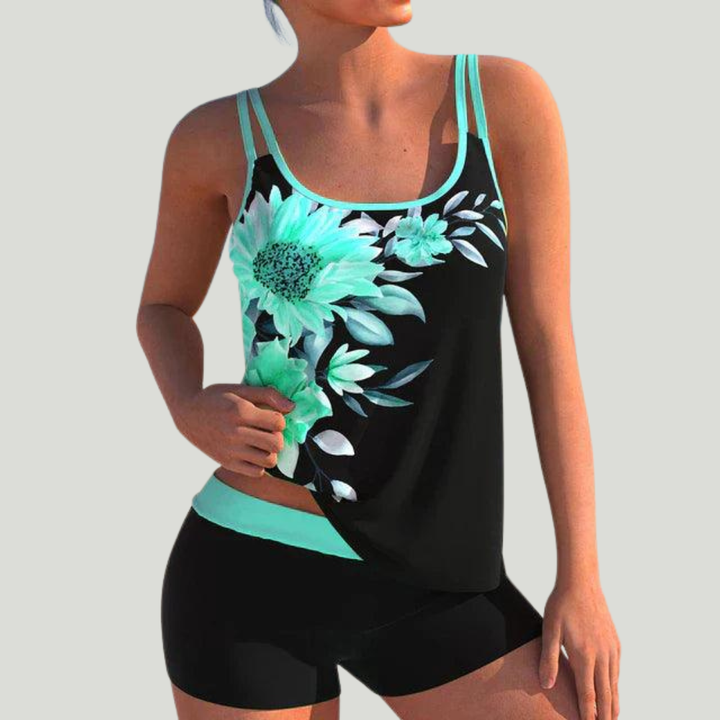 Roosmarijn - Tankini met short en rozenprint
