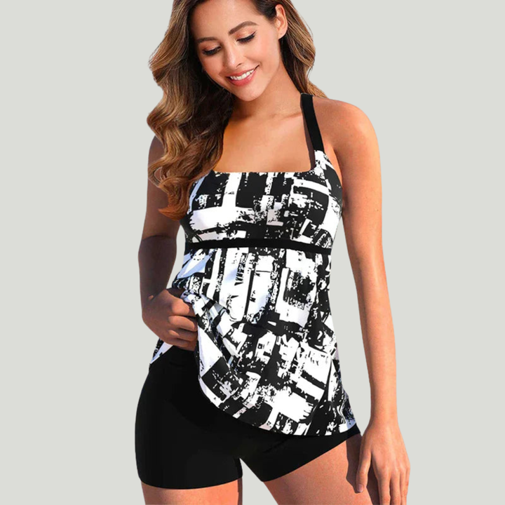 Ines - Tankini met short en abstracte urban print