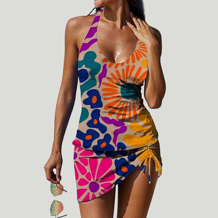 Sofie - Badpak met rokje en bohemien bloemenprint