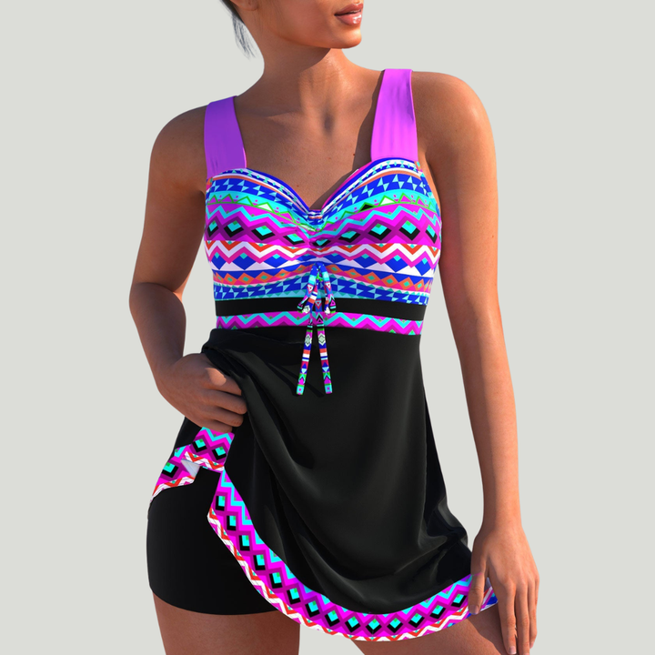 Eugenie - Tankini met rokje en geometrische print